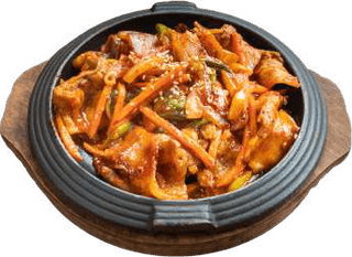 Jeyuk Bokkum, pancetta di maiale, come servito al Dream