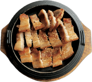 Samgyeopsal Gui, pancetta di maiale, come servito al Dream